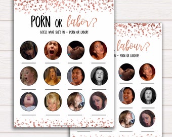 Porn or Labour Game, Labor or Porn Baby Shower Game, Porn or Labor, Labour or Lovin, Rose Gold Baby Shower, Porn or Labor Game Printable