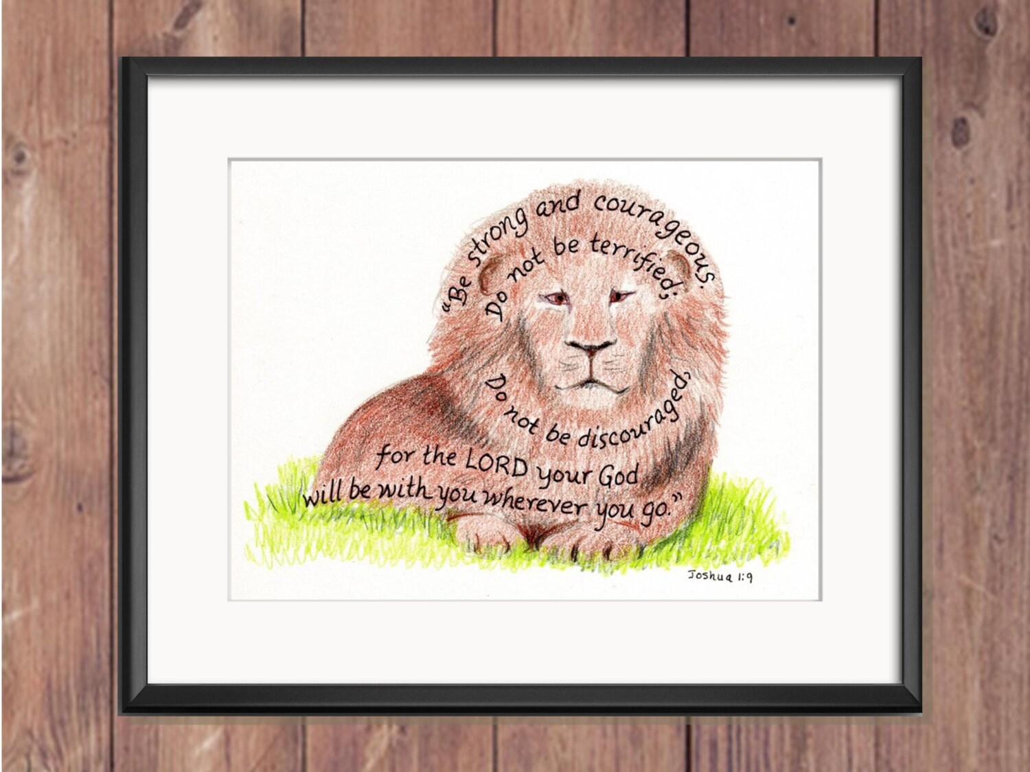 Lion Bible Verse art print scripture design hand lettered