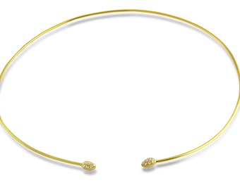 Gold Collar Necklace, Gold Choker, Gold Cuff Choker Necklace