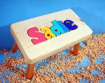 Personalized Wooden Puzzle Step Stool