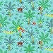 Turquoise fabric monkeys fabric jungle fabric Palm trees, animal, 1/2 meter
