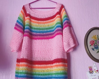 Kittypinkstars rainbow slouch sweater