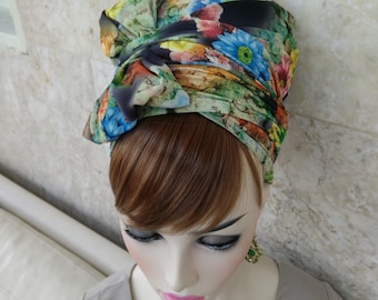 flowery headscarf, Jüdisch Kopftuch,jewish head covering,hair snood,hair cover,snood,by oshratDesignz