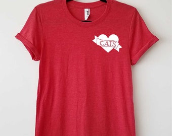 Cat Lover Tattoo on Adult Crewneck Tri-blend Tee