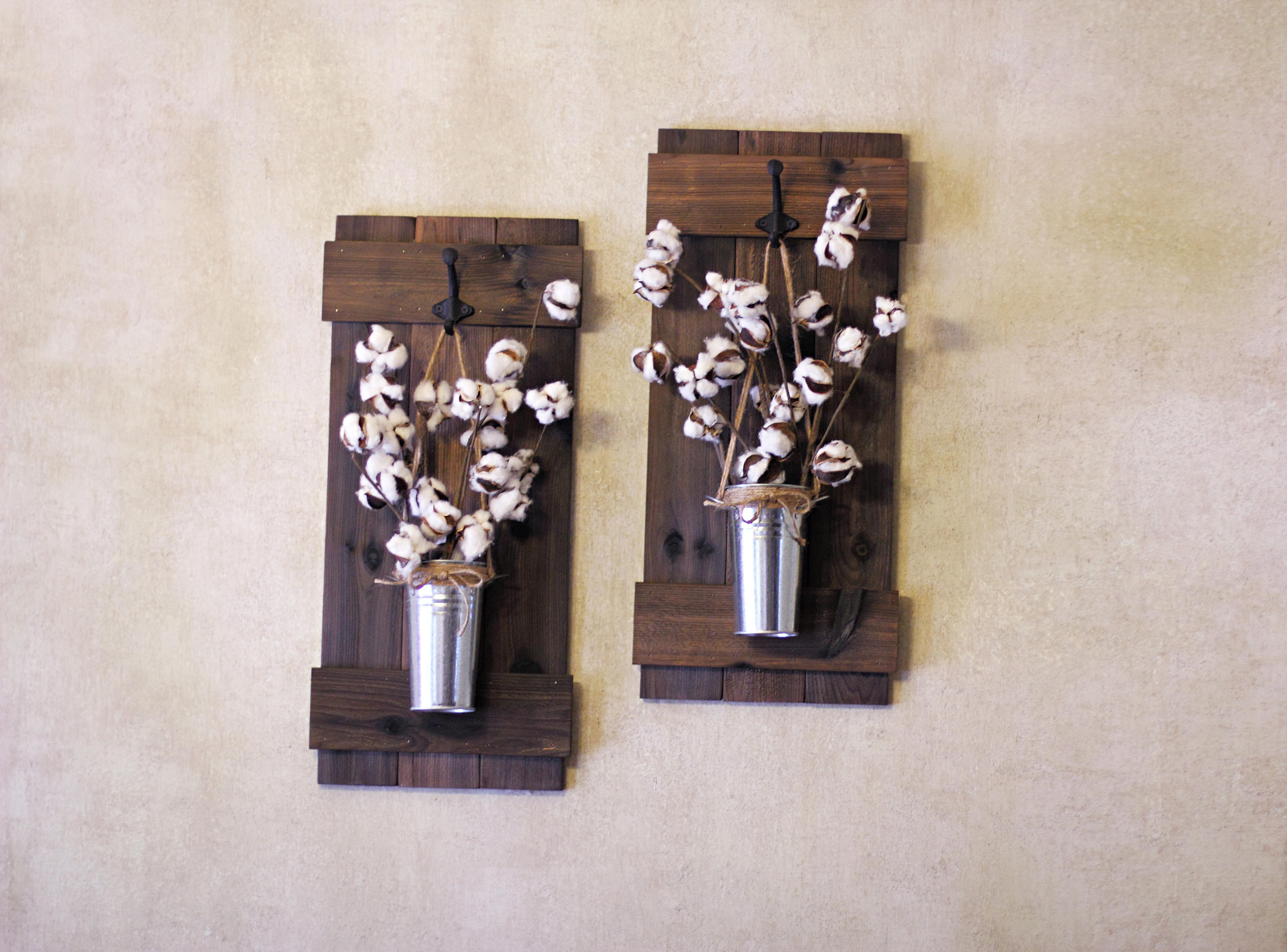 Set of Wooden Plant Holders Rustic Wall Decor Wall Hangings