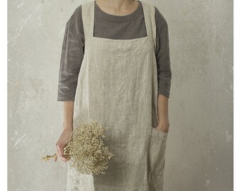 MELANGE LINEN PINAFORE apron / cross over apron
