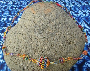 Necklace with multicolored yarn - Senegal - necsene04