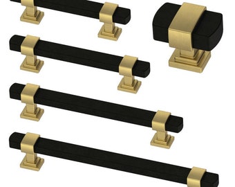 Brass Drawer Pulls - Brass and Black "Mack" Cabinet Knob and Drawer Handles