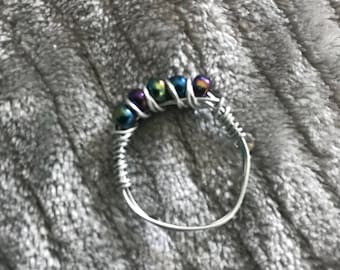 Black Multichrome Wire Wrapped Ring