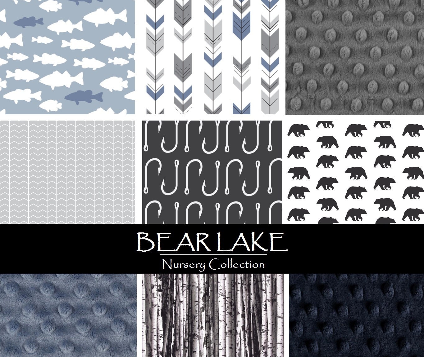 BEAR LAKE Custom Baby Bedding and Nursery Sets Fishing baby