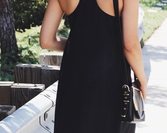Chiffon basic slip mini dress / minimalist
