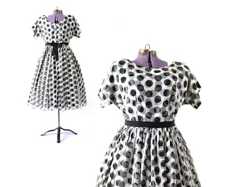1950s Dress, 50s Dress, Plus Size Dress, Large Dress, XL Dress, XXL Dress, Polka Dot Dress, Rockabilly, Vintage Clothing, Vintage Dress