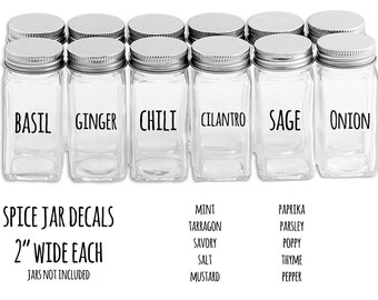 Spice Jar Decals, Spice Jar Decals, Decal, Sticker, Spice, Spice Jar, Jar, Spices, Kitchen