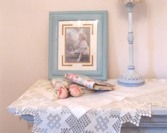 Antique Linen Tablecloth, Crochet, Shabby French Vintage, Table Cloth, Linens and Lace, by mailordervintage