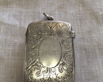 Sterling silver match vesta case