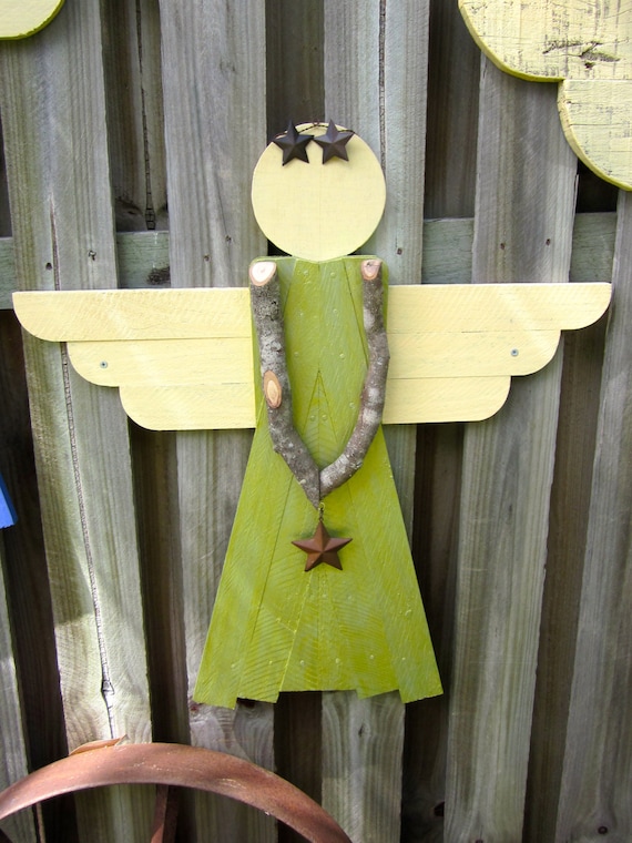 Items similar to Rustic Wooden Garden Angel - Garden ... Items similar to Rustic Wooden Garden Angel Garden