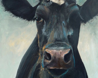 Cow Painting - Hattie - Paper print of an original painting by Cari Humphry