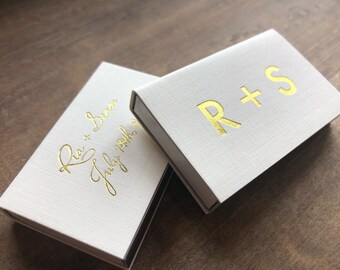 Personalized Wedding Classic Box Matches, set of 50 || custom wedding matchbox favors cigar bar matchbook favors foil 01-008-020