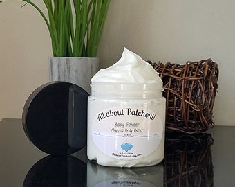 Baby Powder Scent Whipped Body Butter, Organic Moisturizer, Shea Butter, Foot Body Hand Lotion, Hippie Gift, Birthday, Baby Shower