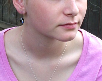 Earrings -Silvery Evening - Swarovski Crystal and Oxidized Sterling Silver SRAJD