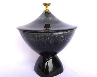MID CENTURY Black/Charcoal Pedestal BOWL