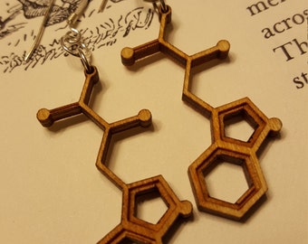 Laser Cut Tryptophan Molecule Earrings - Chemistry Earrings - Nerdy Gift for Her