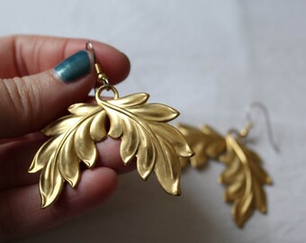 Dangle earrings. "Golden Leaves" - leaves