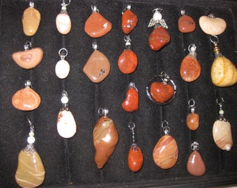 Jasper and soft rocks of the Gaspé Peninsula. Handmade in Quebec, Canada. Charm, ring, bracelet. Unique, every stone is different.