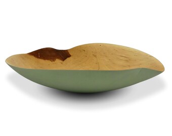 Colorful Wood Bowl - Apple Wood Bowl - Handmade Wood Bowl - Sage Green Colored Bowl