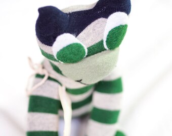 Sock frog, sock animal, softie, plush toy sock monkey, sock frog. Fergus Frog.