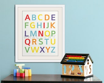 Modern Alphabet wall art. Nursery art ABC poster. Children artwork for playroom WallFry alphabet print by WallFry