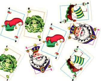 8 Vintage Cabbages and Kings Game Cards - Mixed Media, Altered Art, Assemblage, Scrapbooking, Art Journal Supplies