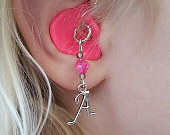 Hearing Aid Charms: Personalized Initials with Glass Accent Beads!