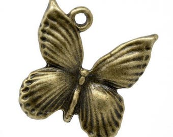 SET of 4 butterfly (R21) Bronze Butterfly charms