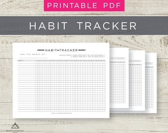 Habit Tracker printable, 30 day Habit challenge, Goal Planner, Monthly Habits, A4, US letter size, Goal tracker, Printable pdf