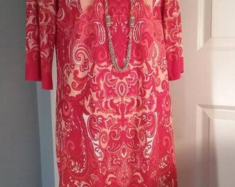 Sandra Darren Boatneck Shift Dress beaded accents Size 14