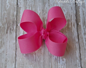 Hot Pink Toddler Hair Bow 3 Inch Alligator Clip Baby Hairbow Hot Pink Toddler Bow Hot Pink 3 Inch Bow