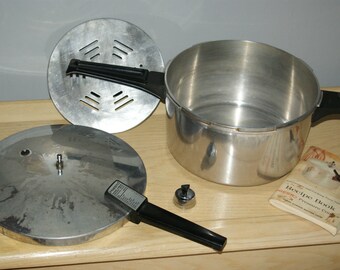 Vintage Presto pressure cooker Quart 5-qt model A603 with recipe book supreme aluminum