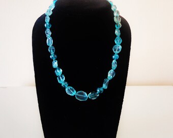Crystal Necklace. Light blue necklace. Handmade necklace. Handcrafted necklace Gemstone necklace Beaded necklace Gift for her Greek necklace