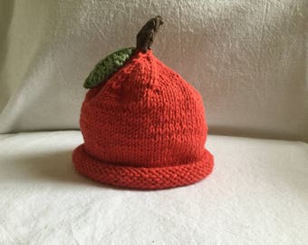 Hand Knit Apple Baby Hat