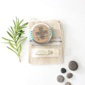 Small Spa Gift Set with skin healing salve & lip balm in linen bag bath and beauty bath and body fitness gift idea her