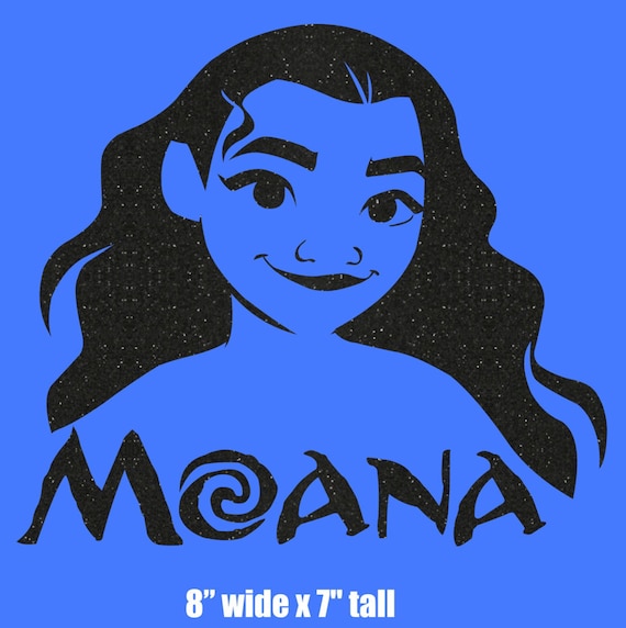 Download Choice of Moana silhouette iron on glitter Disney vinyl