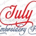 July Embroidery Font
