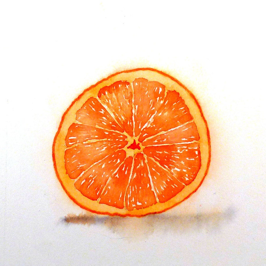 Kitchen Wall Decor Fruit Art Print Minimalist Orange