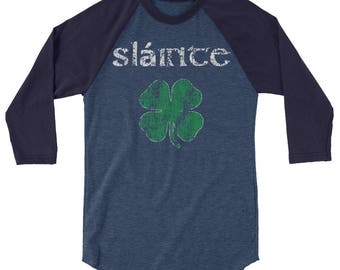 St Patrick's Day "Slainte" Cheers from Ireland Drinking 3/4 sleeve raglan shirt