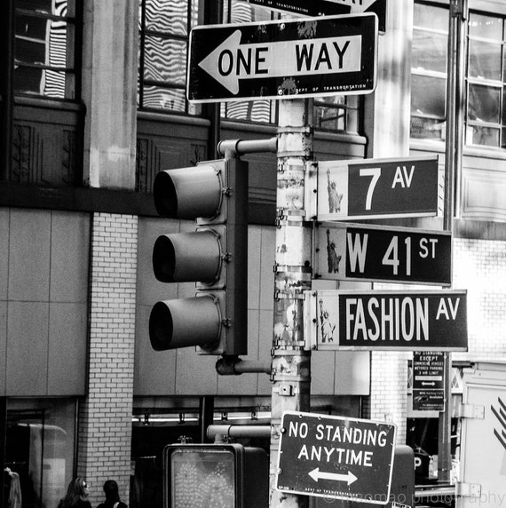 Fashion ave street new york city black and white prints digital download prints 7th ave street sign street lights home decor Fashion ave street new york city black and white prints digital download prints 7th ave street sign street lights home decor