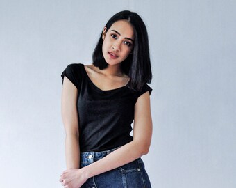 Bamboo Ladies T Shirt - Black - Super Soft Raglan
