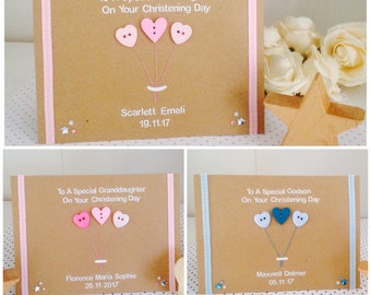 Personalised Christening/Baptism Day Card - Handmade Personalised Christening Card - Baptism Card - Goddaughter Godson Christening Card