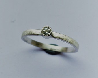 Sterling silver ring with white topaz of 3 mm stacking ring