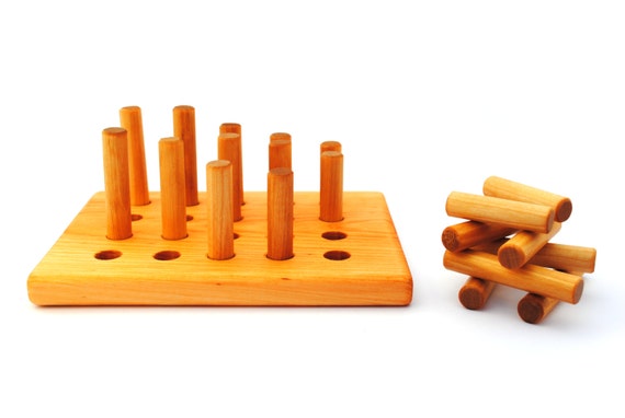Wooden Sticks Toy - Peg Puzzle - Toddler Gift - Toddler Party - Birthday - Natural - Organic - Montessori Toy - Christmas